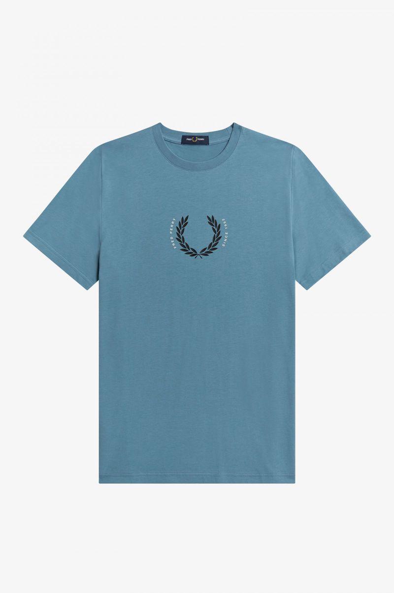 Grey Blue Fred Perry Laurel Wreath Men\'s T Shirts | PH 1693DFMN